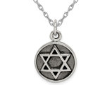Antiqued Sterling Silver Star of David Medal Pendant Necklace with Chain